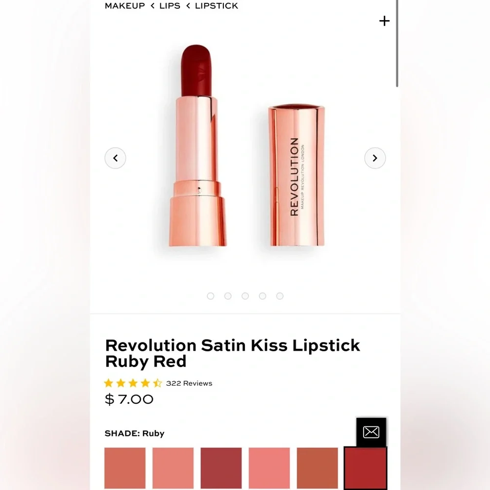 Revolution Satin Kiss‎ Lipstick Ruby Red